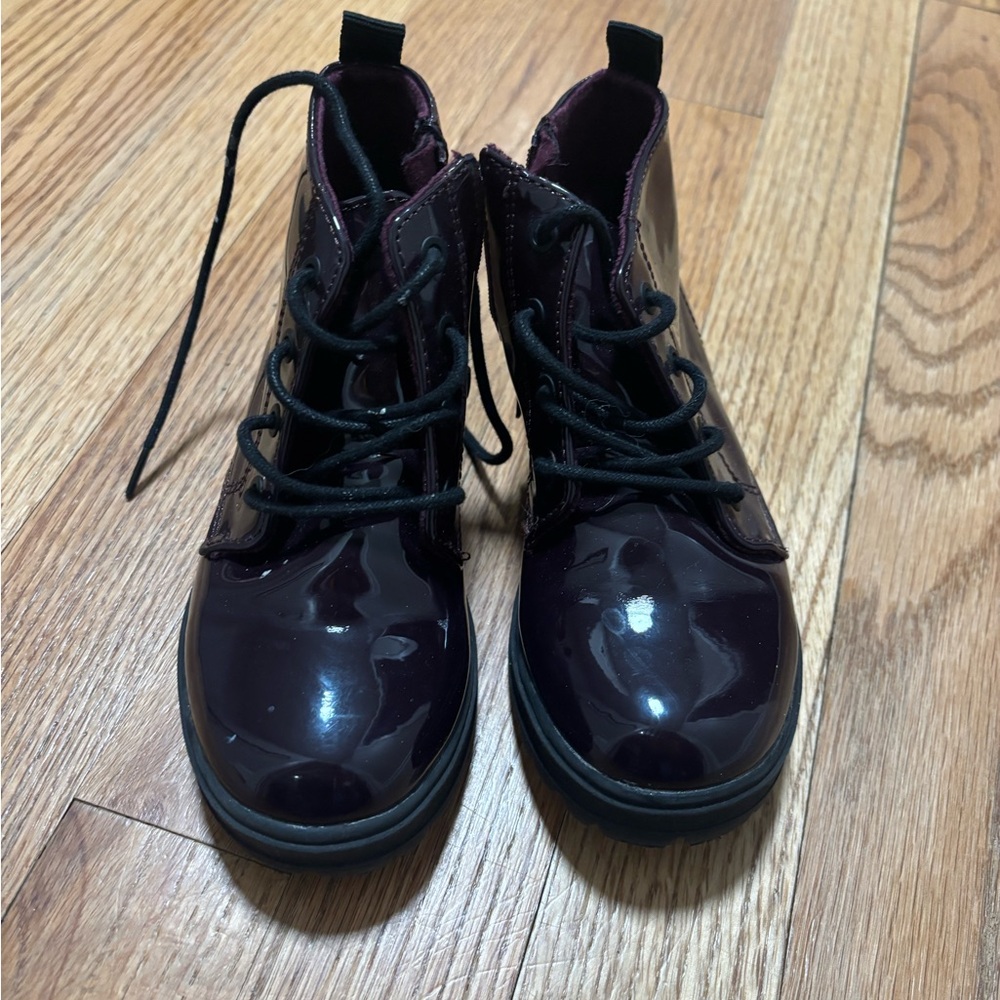 Zara Kids Dark Burgundy Lace-Up Boots